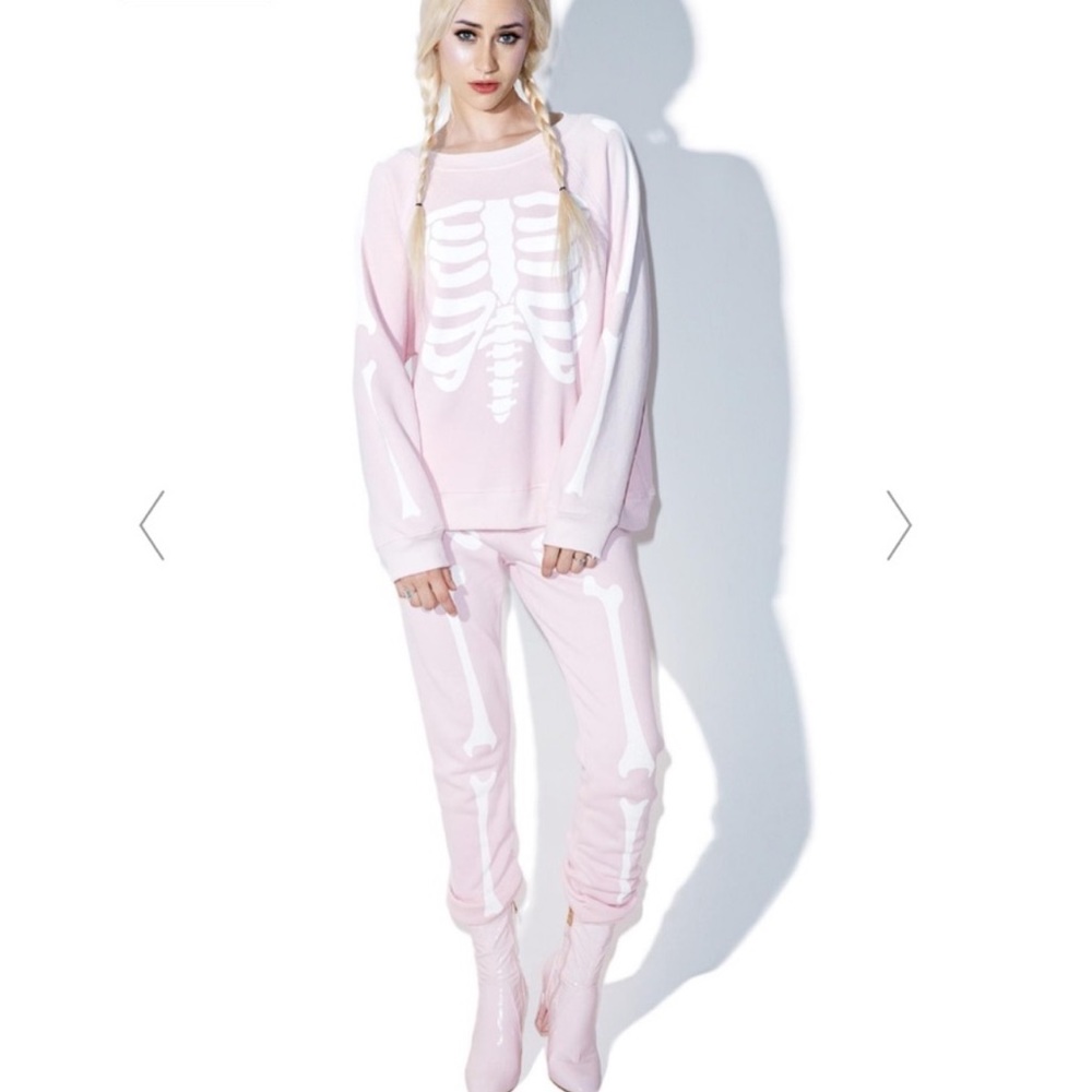 Wildfox Pink Skeleton Track Pants & Joggers